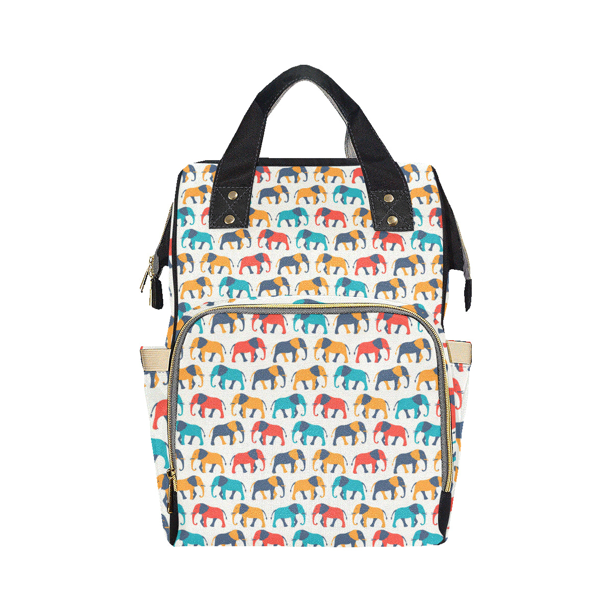 Elephant Colorful Print Pattern Diaper Bag Backpack