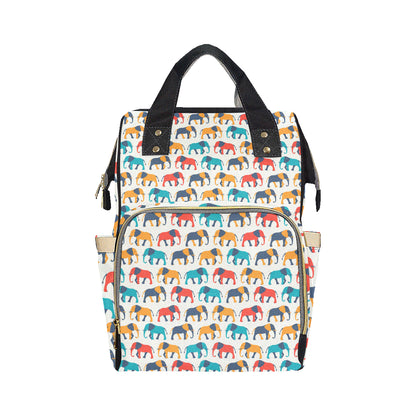 Elephant Colorful Print Pattern Diaper Bag Backpack