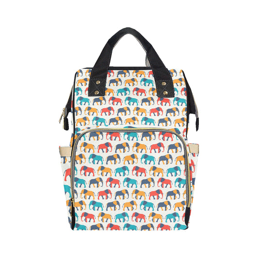 Elephant Colorful Print Pattern Diaper Bag Backpack
