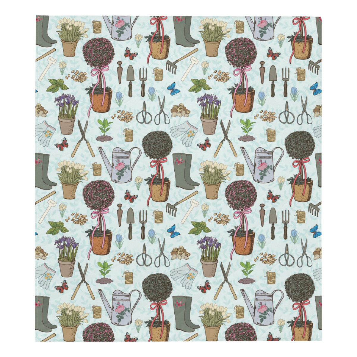 Gardening Pattern Print Design G01 Premium Quilt