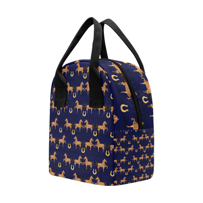 Horse Luxury Themed Pattern Print Insulated Lunch Bag
