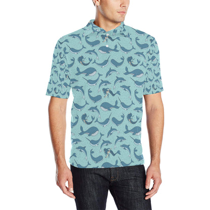 Narwhal Themed Print Men Polo Shirt