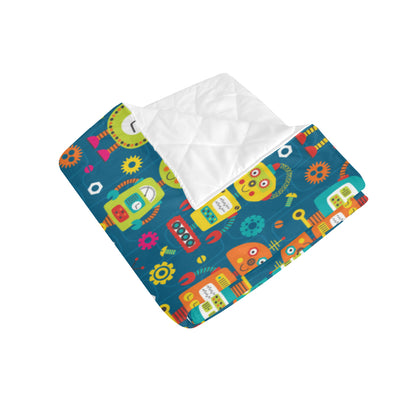 Robot Pattern Print Design A04 Premium Quilt