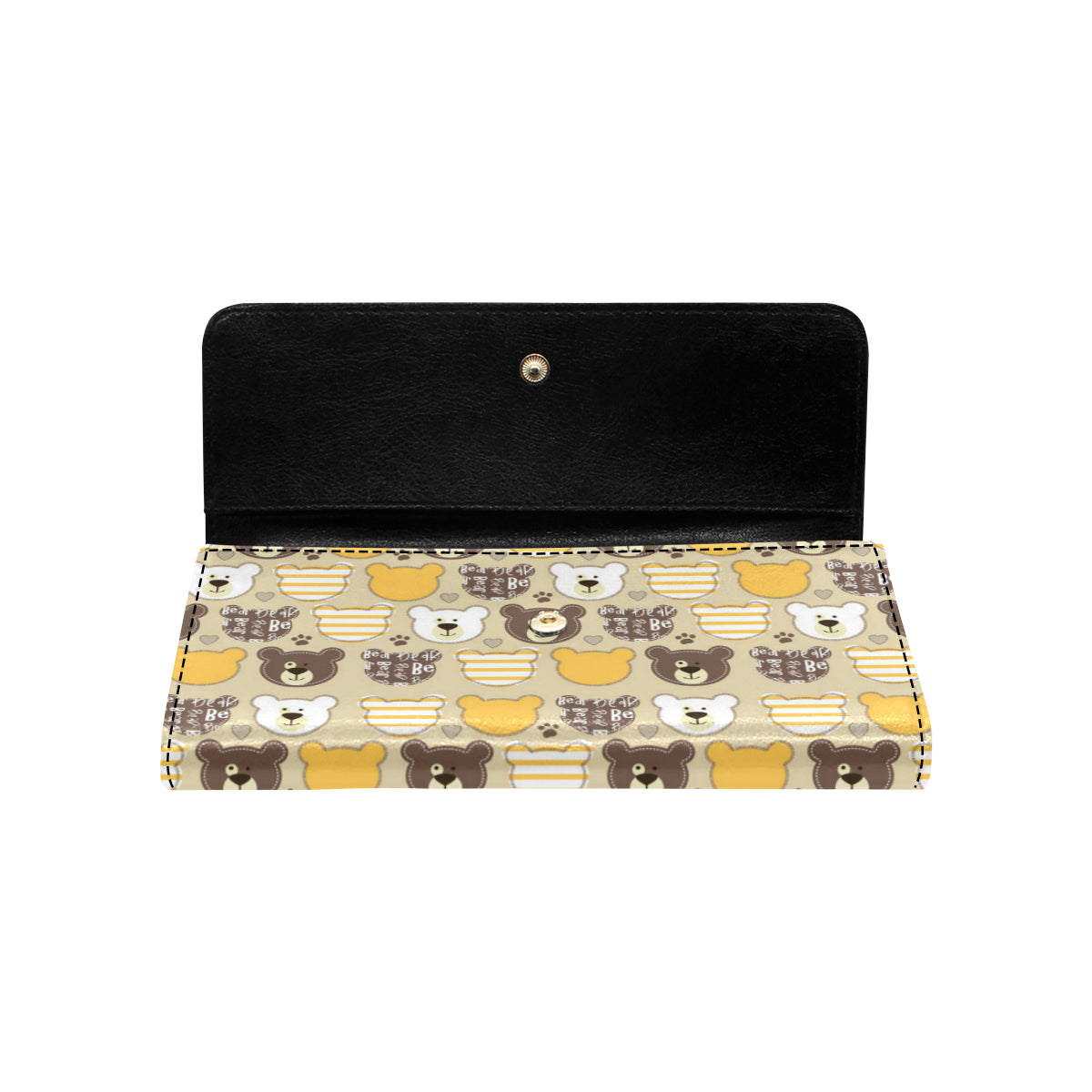 Bear PatchworkPattern Print Design 01 Women's Trifold Wallet