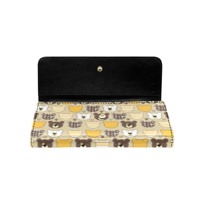 Bear PatchworkPattern Print Design 01 Women's Trifold Wallet