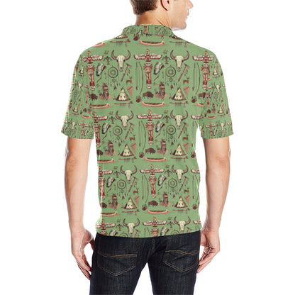Native Indian Themed Design Print Men Polo Shirt