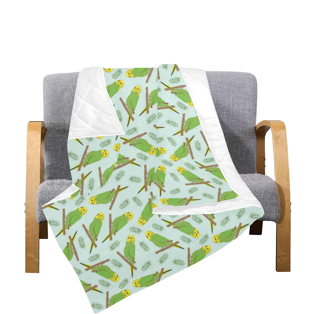 Budgerigar Pattern Print Design 04 Premium Quilt