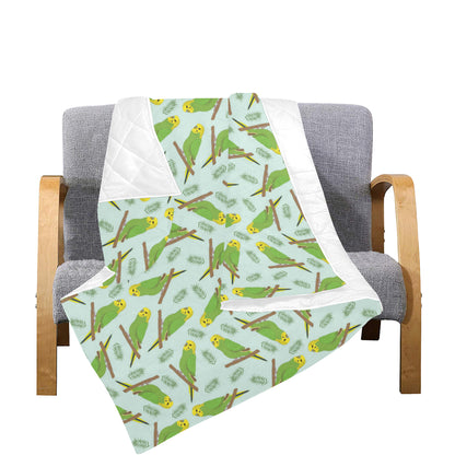 Budgerigar Pattern Print Design 04 Premium Quilt