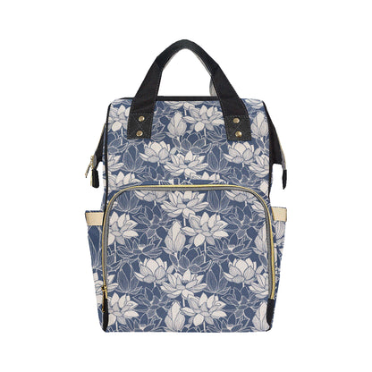 Water Lily Pattern Print Design WL04 Diaper Bag Backpack