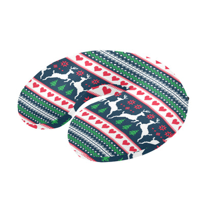 Reindeer Pattern Print Design 03 U-Shaped Travel Neck Pillow