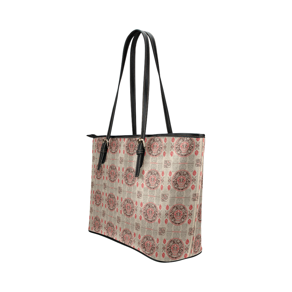 Calendar Aztec Print Pattern Leather Tote Bag