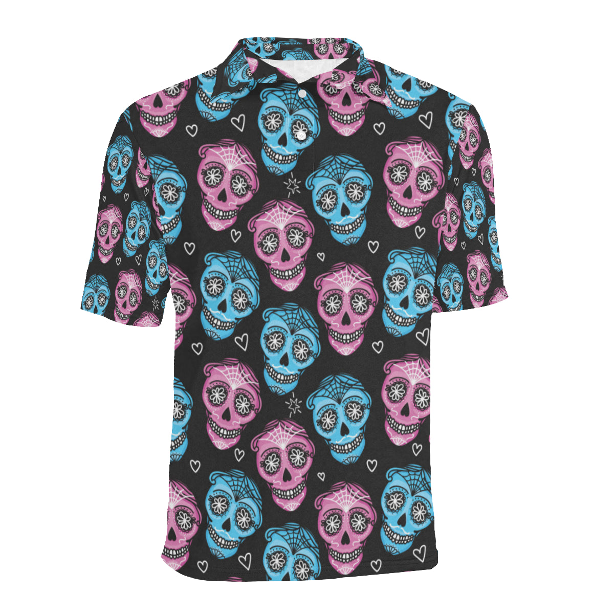 Day of the Dead Skull Print Pattern Men Polo Shirt