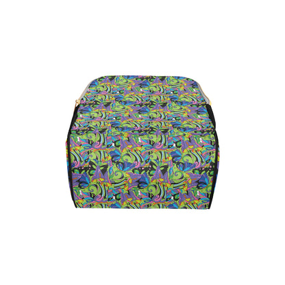 Psychedelic Trippy Mushroom Themed Diaper Bag Backpack