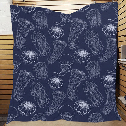 Jellyfish Pattern Print Design 05 Premium Quilt