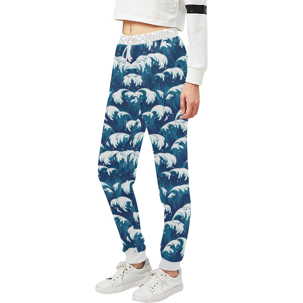 Ocean Wave Pattern Print Unisex Sweatpants