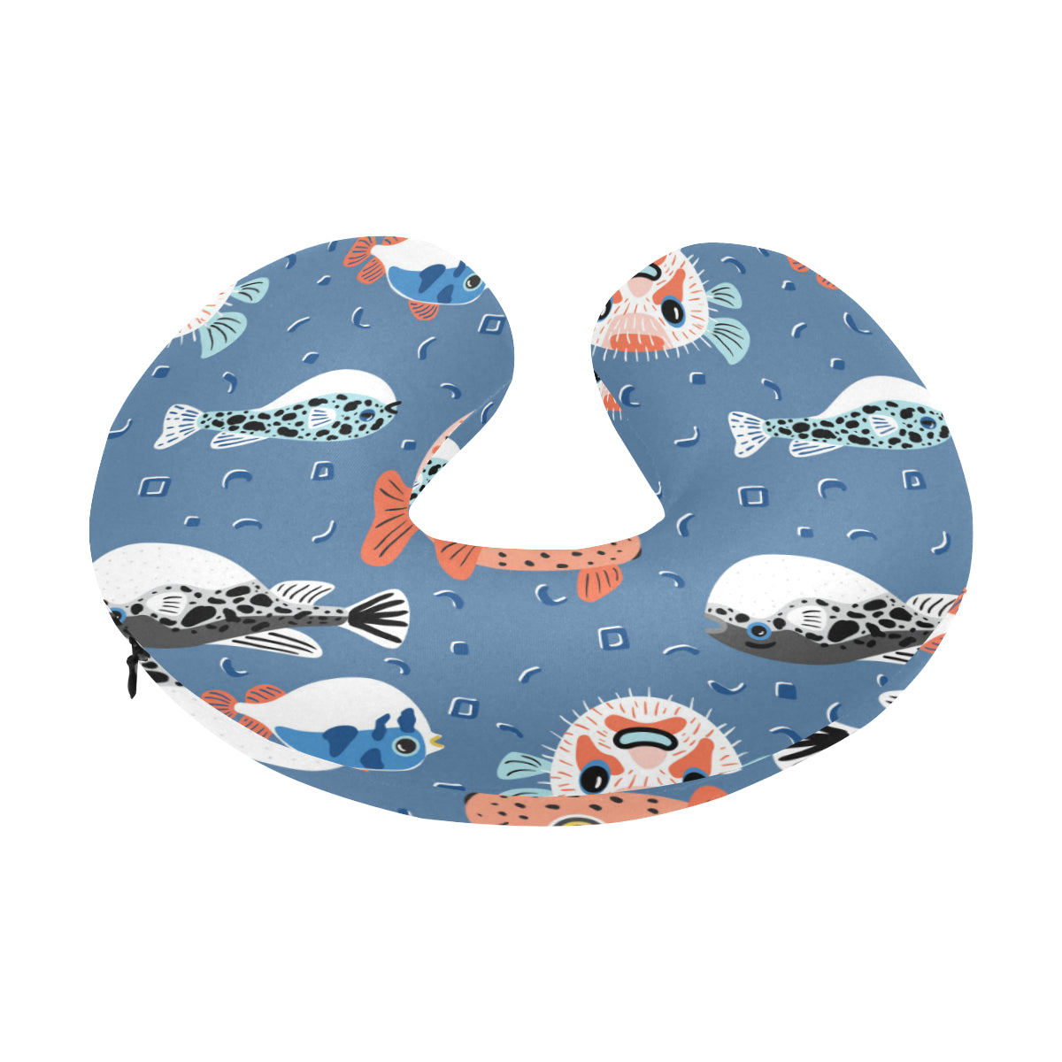Fugu Pattern Print Design 02 U-Shaped Travel Neck Pillow