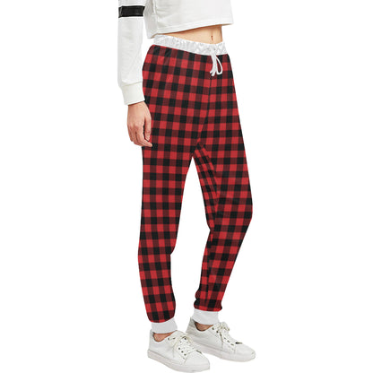 Red Black Buffalo Tartan Plaid Pattern Unisex Sweatpants