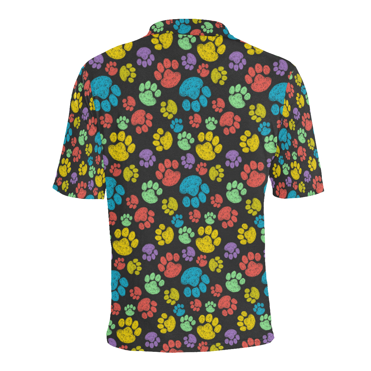 Paw Colorful Print Men Polo Shirt