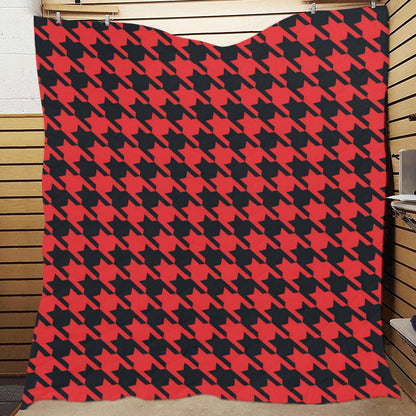 Houndstooth Red Pattern Print Design 03 Premium Quilt