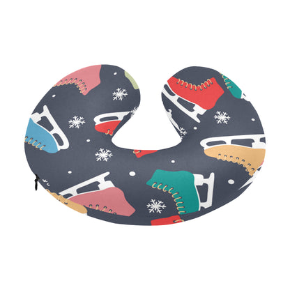 Ice Skate Pattern Print Design 04 U-Shaped Travel Neck Pillow