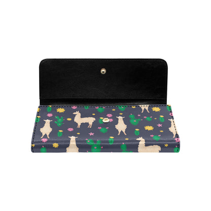 Llama Cactus Pattern Print Design 012 Women's Trifold Wallet