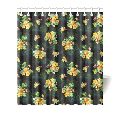 Pineapple Tropical Flower Print Pattern Shower Curtain