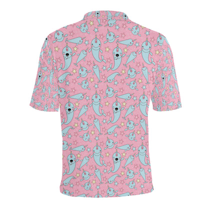 Narwhal Cartoon Cute Print Men Polo Shirt