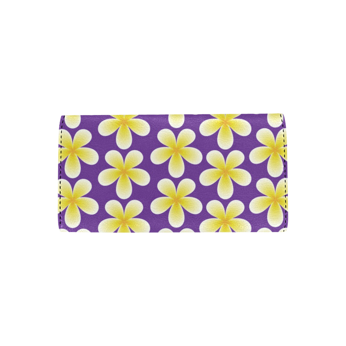 Yellow Plumeria Pattern Print Design PM05 Women's Trifold Wallet