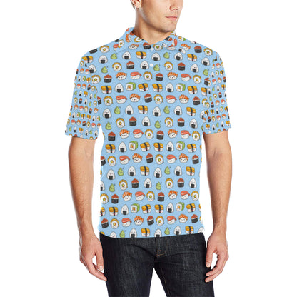 Sushi Cartoon Design Men Polo Shirt