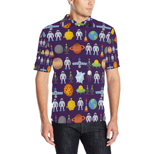 Alien Astronaut Planet Men Polo Shirt