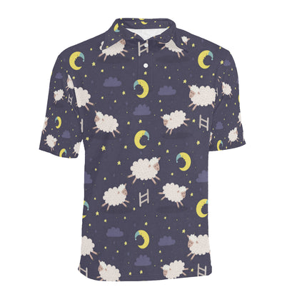 Sheep Night Pattern Print Design 02 Men Polo Shirt