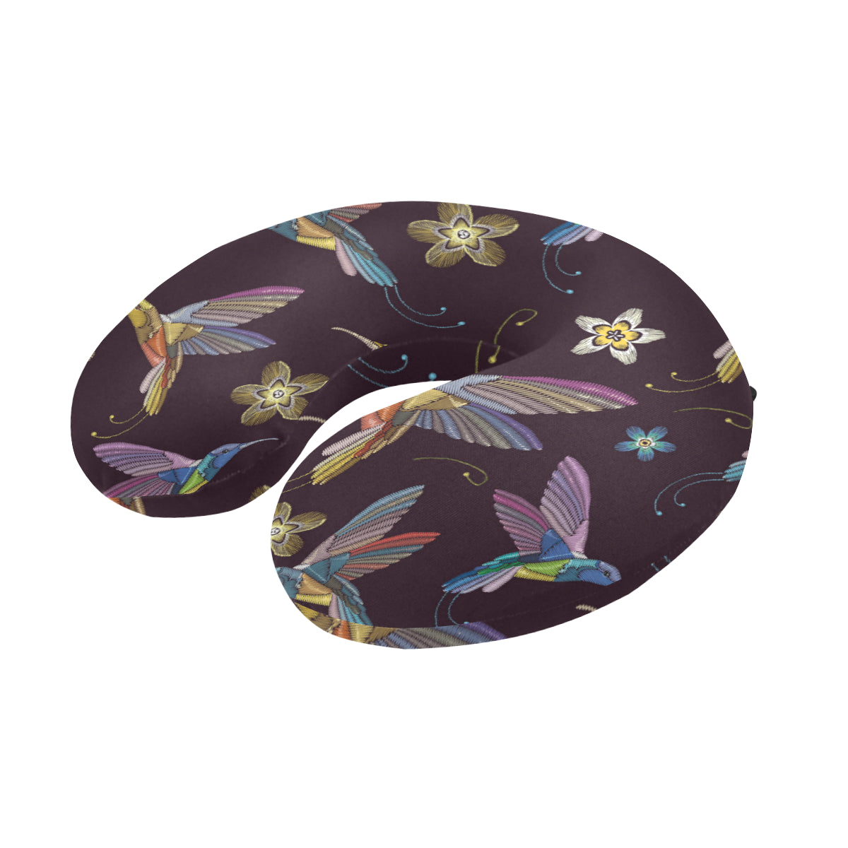 Hummingbird Pattern Print Design 04 U-Shaped Travel Neck Pillow