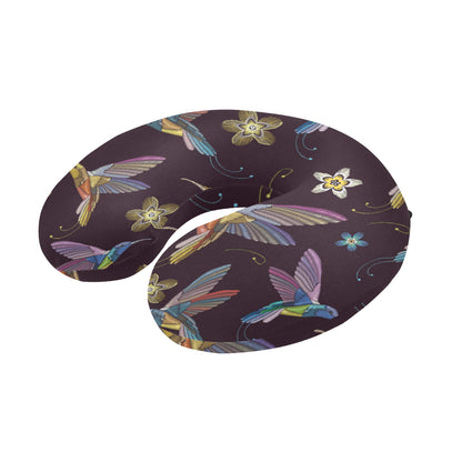 Hummingbird Pattern Print Design 04 U-Shaped Travel Neck Pillow