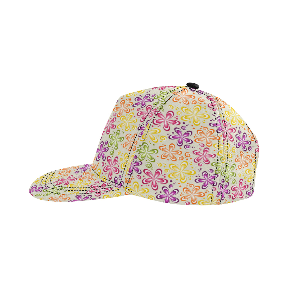 Flower Power Colorful Design Print Snapback Cap