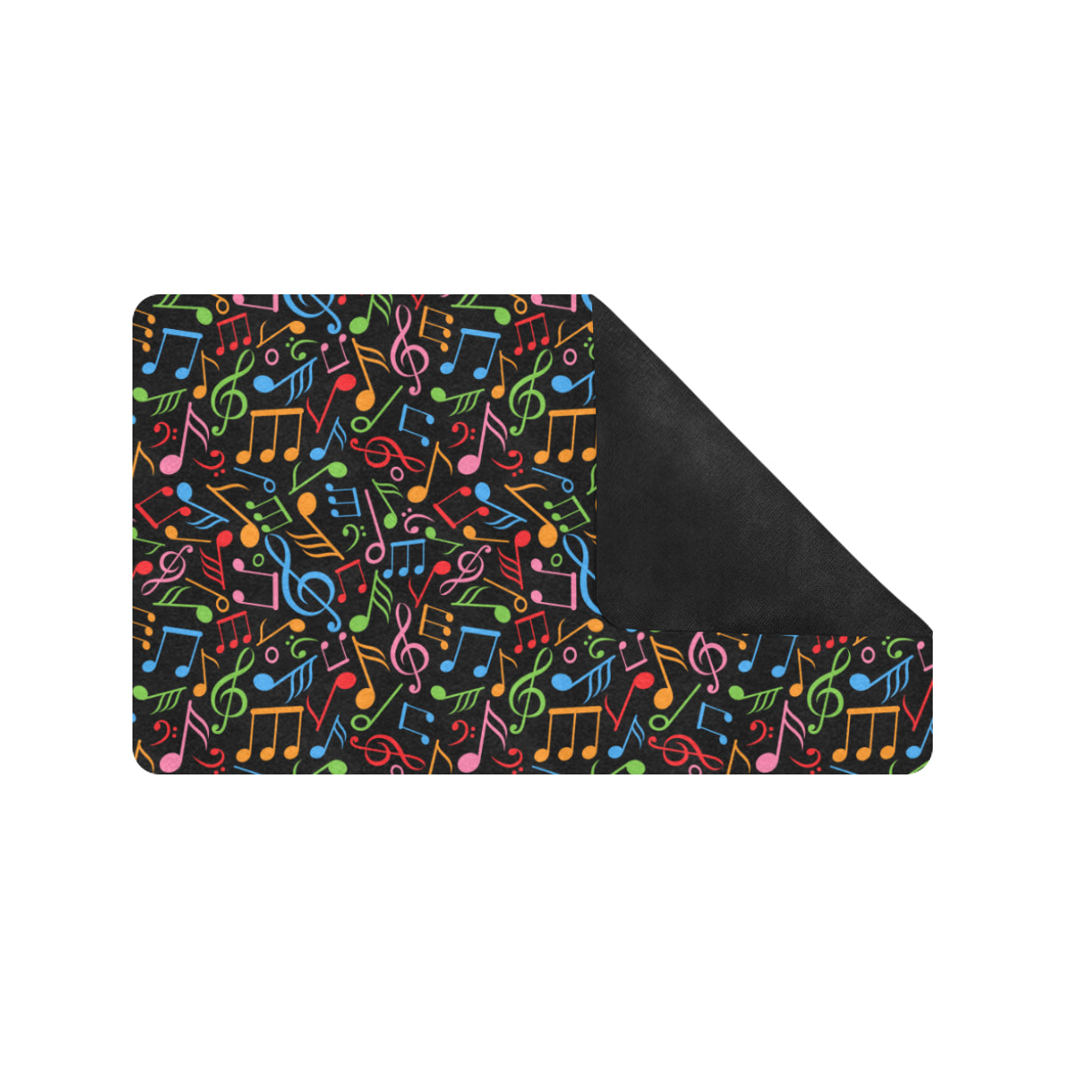 Music Note Colorful Themed Print Rubber Doormat