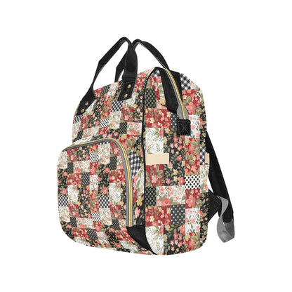 Patchwork Flower Pattern Print Design 03 Diaper Bag Backpack