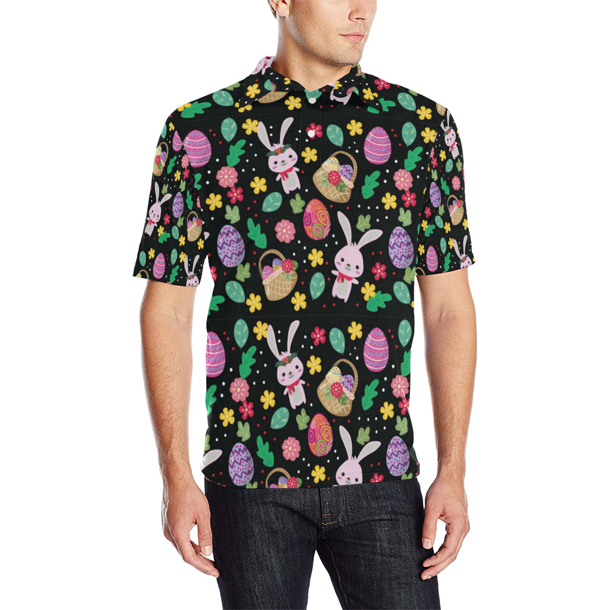 Easter Eggs Pattern Print Design RB05 Men Polo Shirt