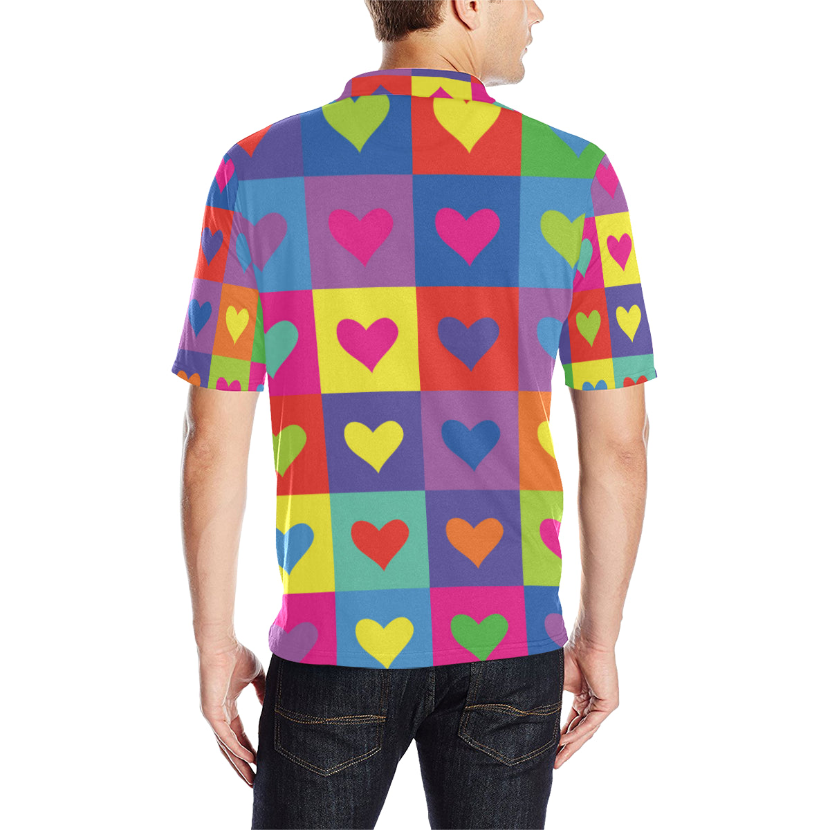 Pop Art Heart Pattern Print Design A01 Men Polo Shirt