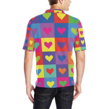 Pop Art Heart Pattern Print Design A01 Men Polo Shirt