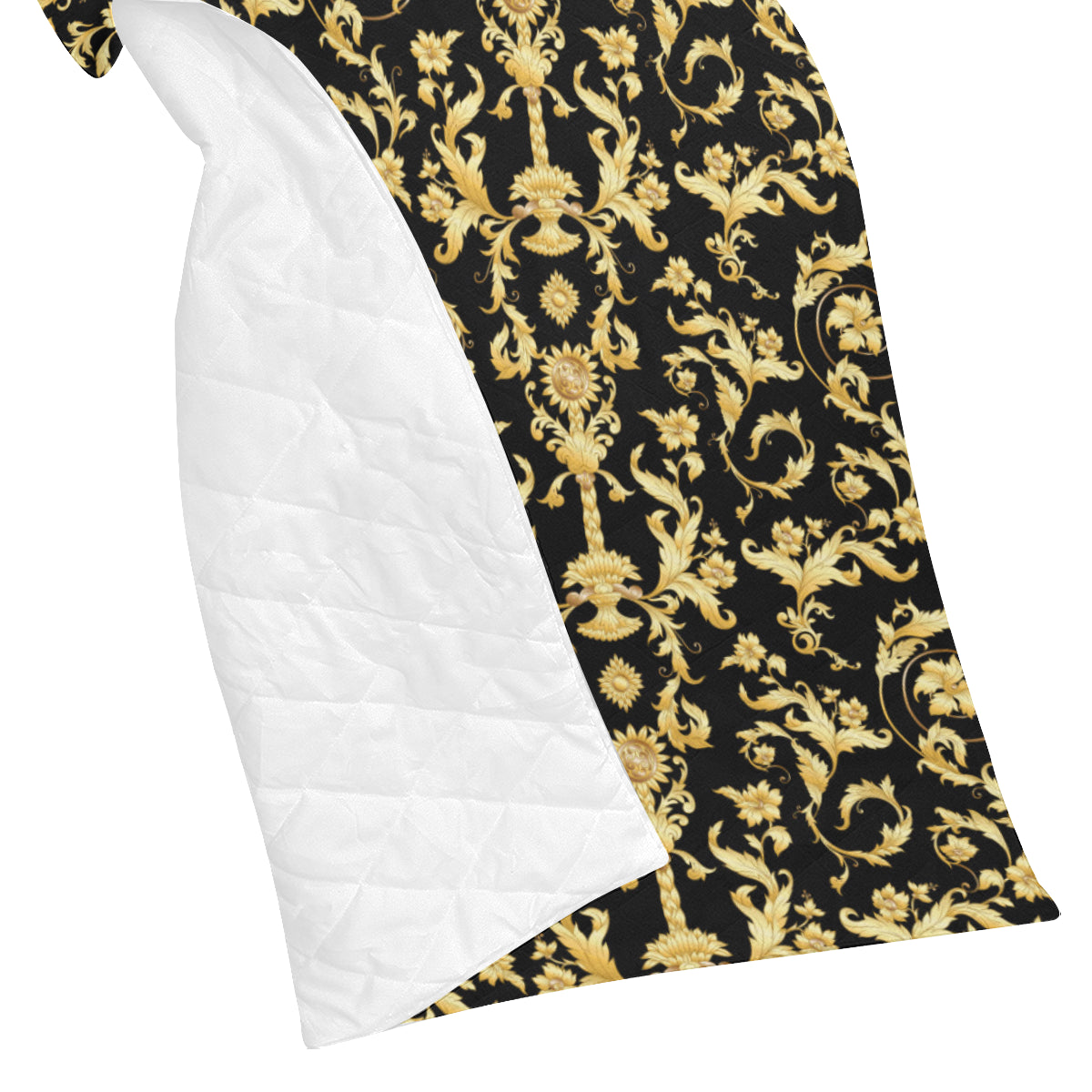 Baroque Golden Pattern Print Design 04 Premium Quilt