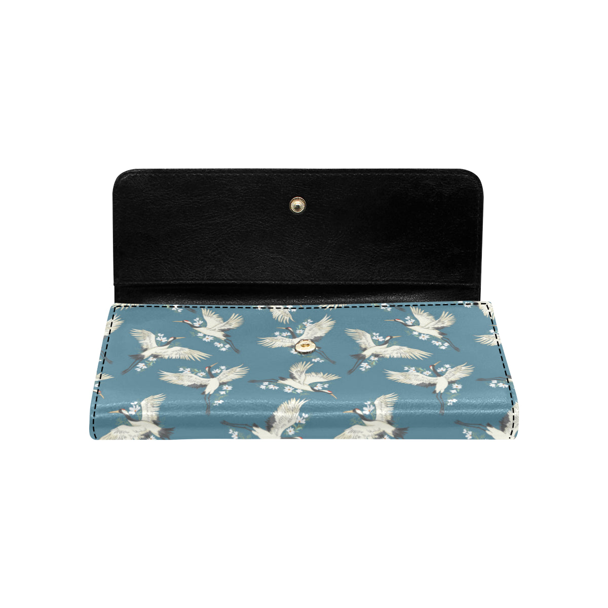 Crane Pattern Print Design 02 Women's Trifold Wallet