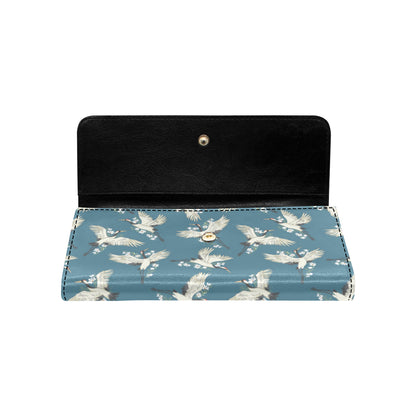 Crane Pattern Print Design 02 Women's Trifold Wallet