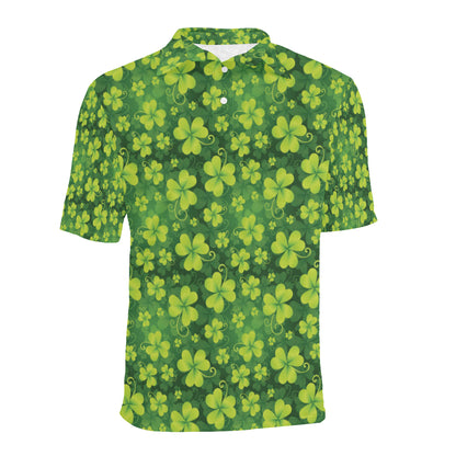 Shamrock Clover Print Men Polo Shirt