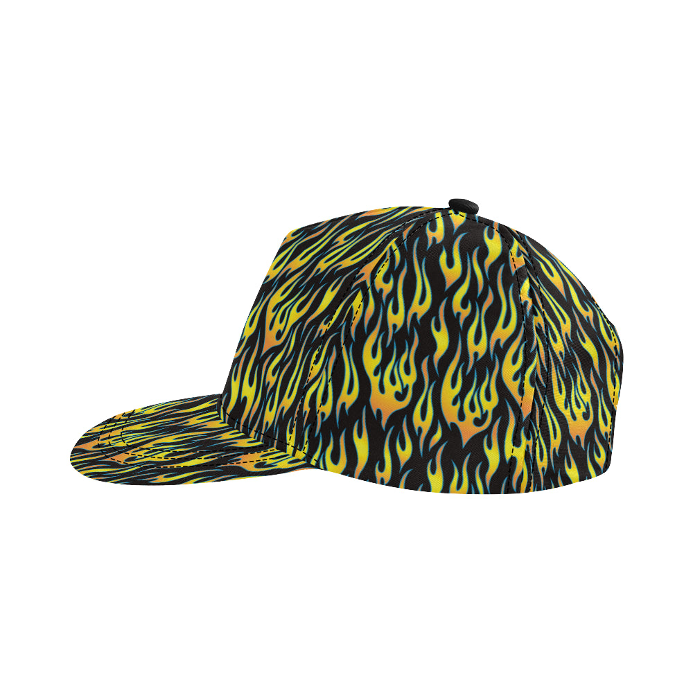 Flame Fire Yellow Pattern Snapback Cap