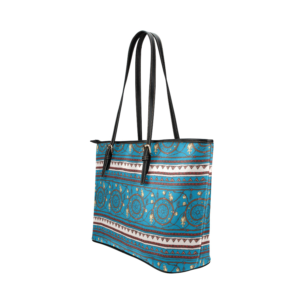 Dream catcher aztec Leather Tote Bag