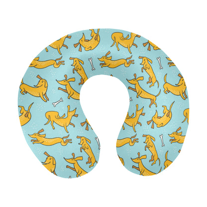 Dachshund Pattern Print Design 08 U-Shaped Travel Neck Pillow