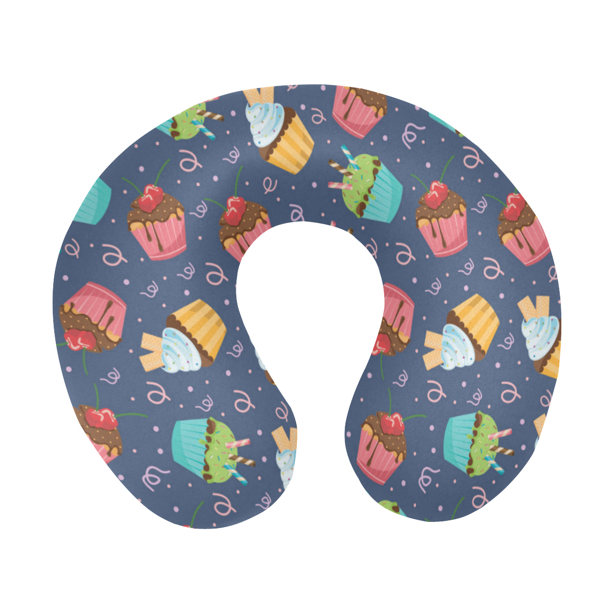 Cupcake Pattern Print Design 02 U-Shaped Travel Neck Pillow
