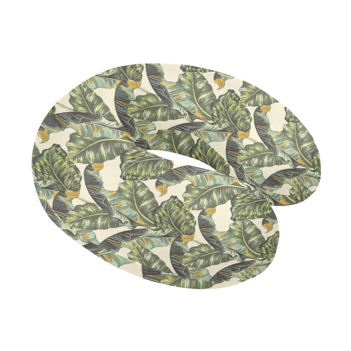 Banana Leaf Pattern Print Design 04 U-Shaped Travel Neck Pillow