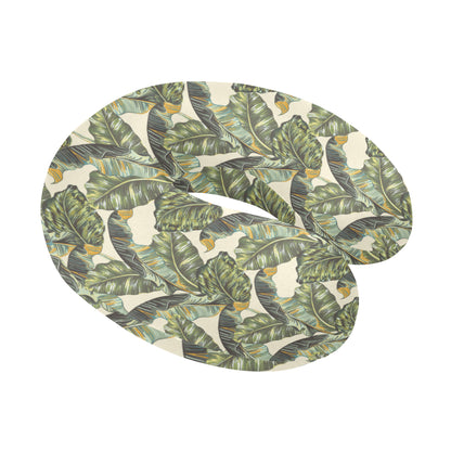 Banana Leaf Pattern Print Design 04 U-Shaped Travel Neck Pillow