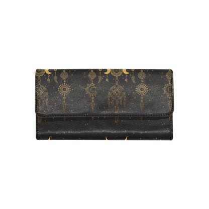 Sun Moon Boho Style Women's Trifold Wallet